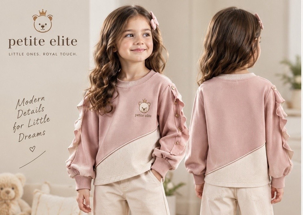 Girls Color-Blocked Ruffle-Sleeve Sweatshirt